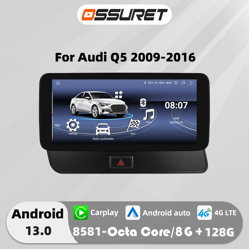 

10.25Inch Android Auto Car radio For Audi Q5 2009-2016 Multimedia Video player 4G Carplay GPS navi Stereo Audio 2din Autoradio