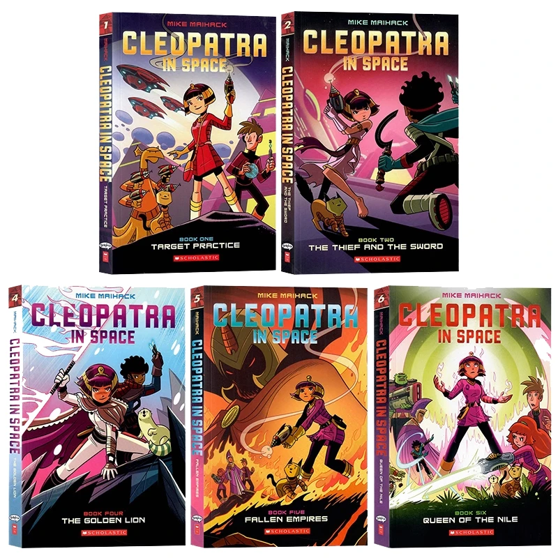 

Клеопатра в космосе Vol. 1, 2, 4, 5, 6, английское издание, графический роман, полноцветные иллюстрации для подростков, мост Майка Майка