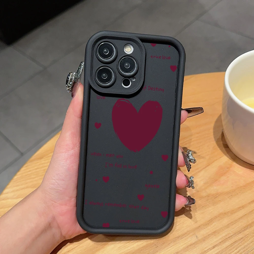 Burgundy Heart Shaped Confession Letters Phone Case For iPhone 15 16 17 Pro Max 16 15 Pro 16 15 Plus 17 E Shockproof Soft Funda view 6