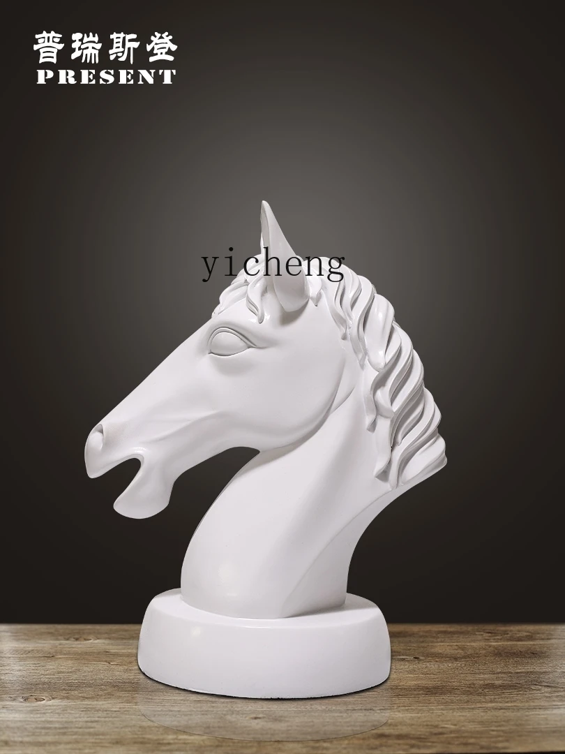 Zf New Classical European Court Resin Horse Head Statue Domestic Ornaments Hallway