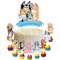 25Pcs/Set Bluey Cake Toppers Cartoon Bluey Bingo Cupcake Topper For Kids Birthday Party Cake Decorations Baby Shower Supplies