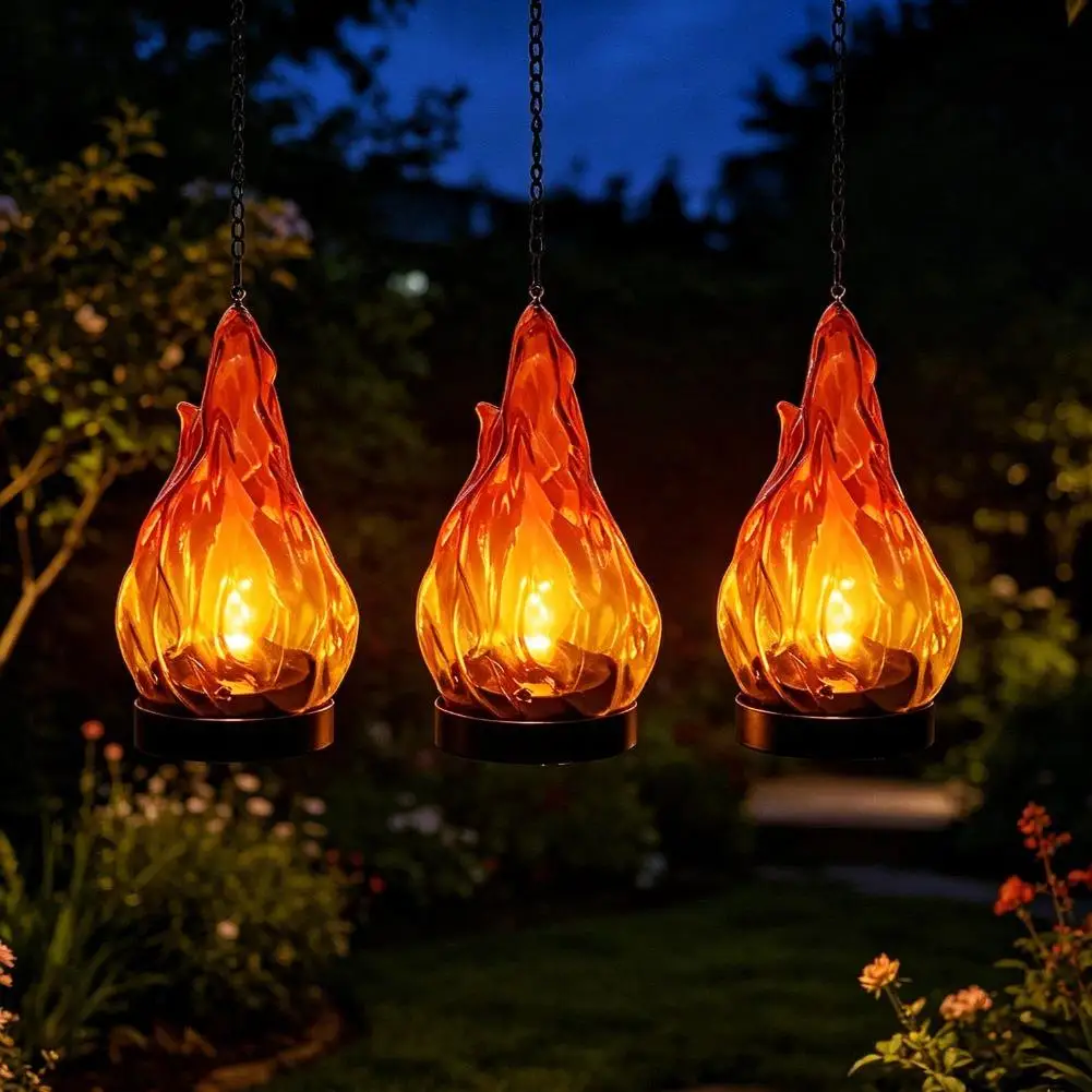 Solar-Laterne mit Flackernder Flamme, Wasserdichte IP65 Außenbeleuchtung & Solar-Dual-Ladung Hängende Gartenlaterne – Detail 10