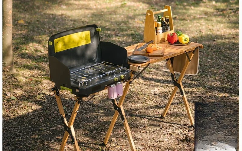 

Outdoor Mobile Kitchen Egg Roll Table Camping Table Picnic Rack Camping Folding Table