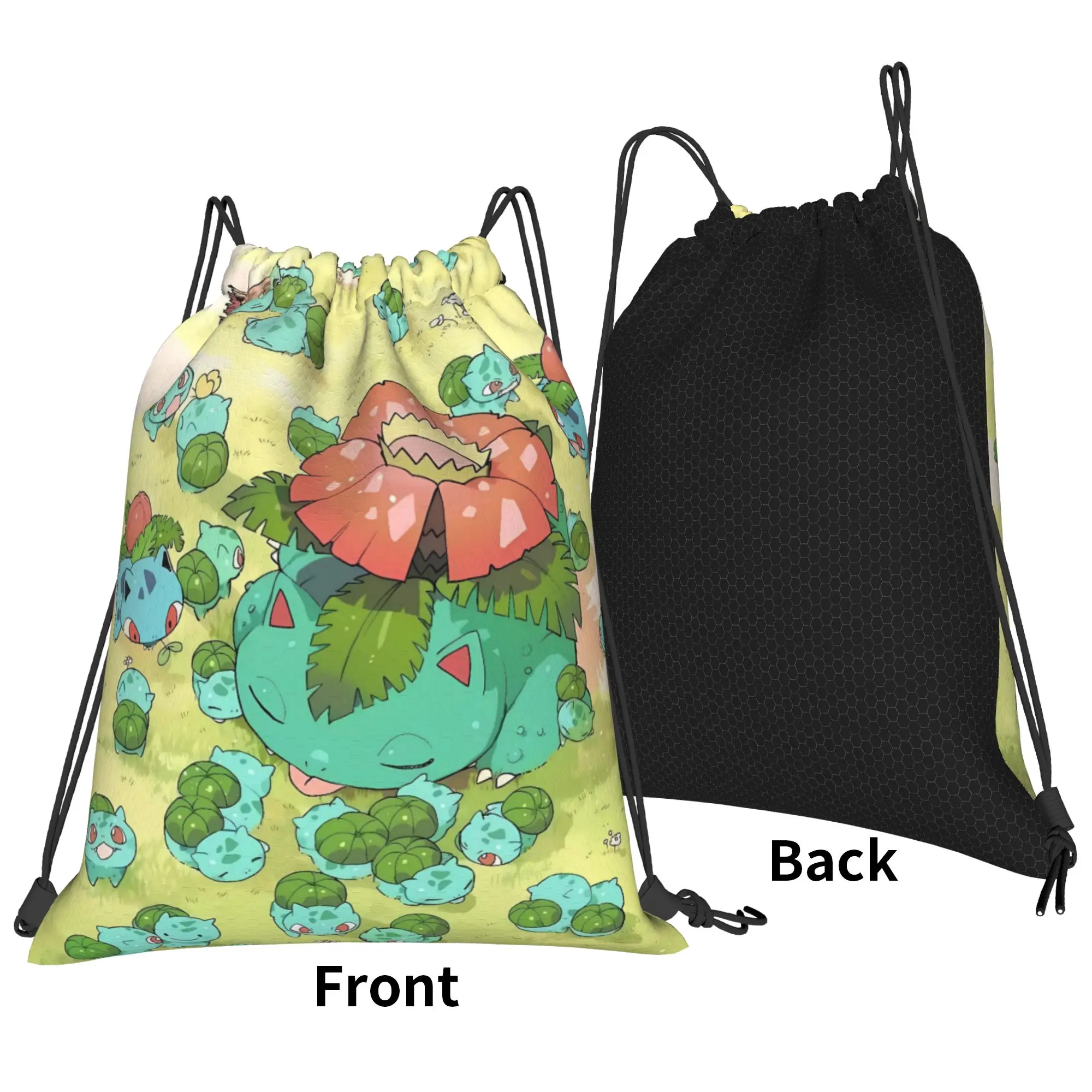 Bulbasaur Group Anime Drawstring Bag  Minimalist Sports Yoga Backpack For Men Water Resistant Sackpack String Bags