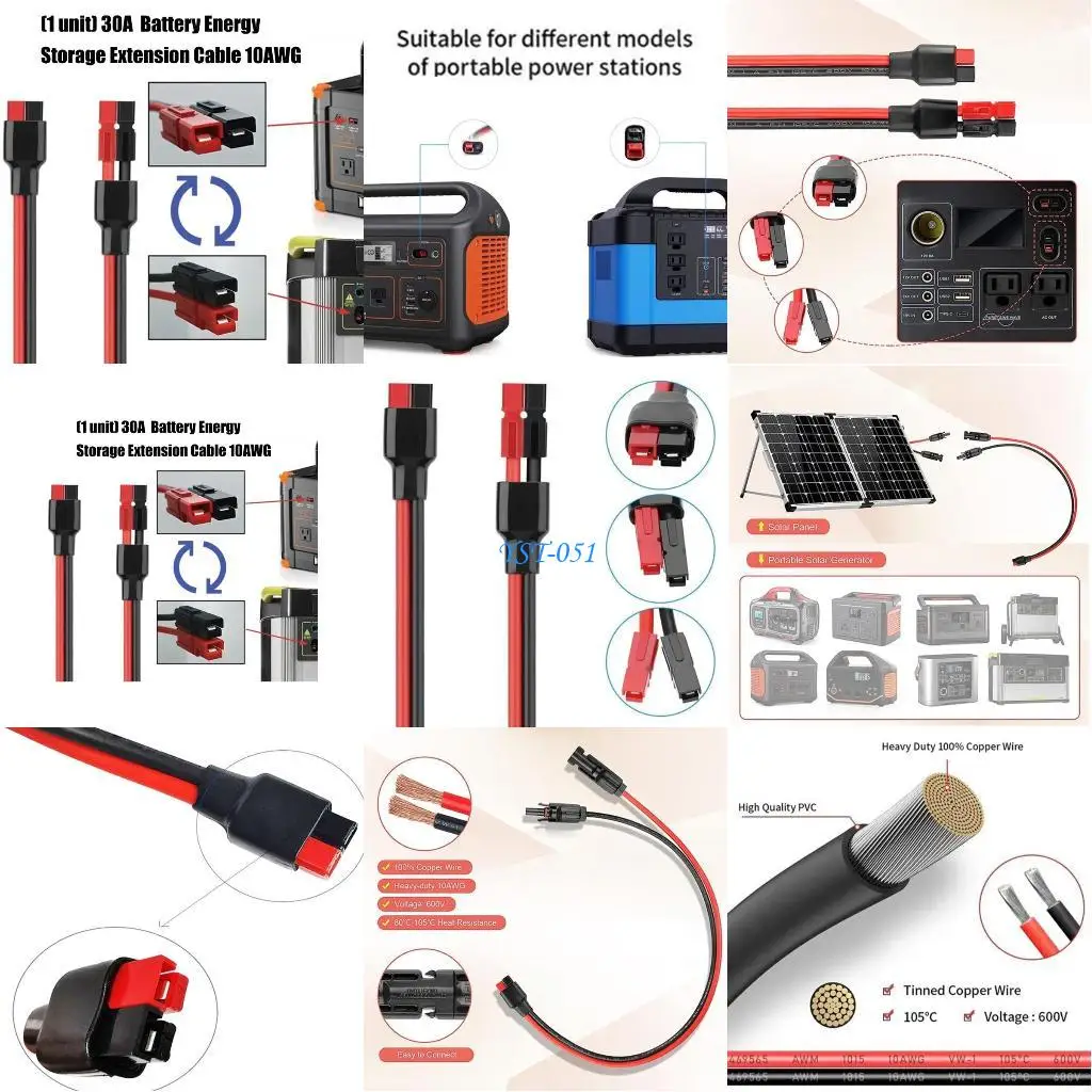 

E15A Solars Energies Storage Extension Cord 10AWG 50A Capacity Solars Connectors