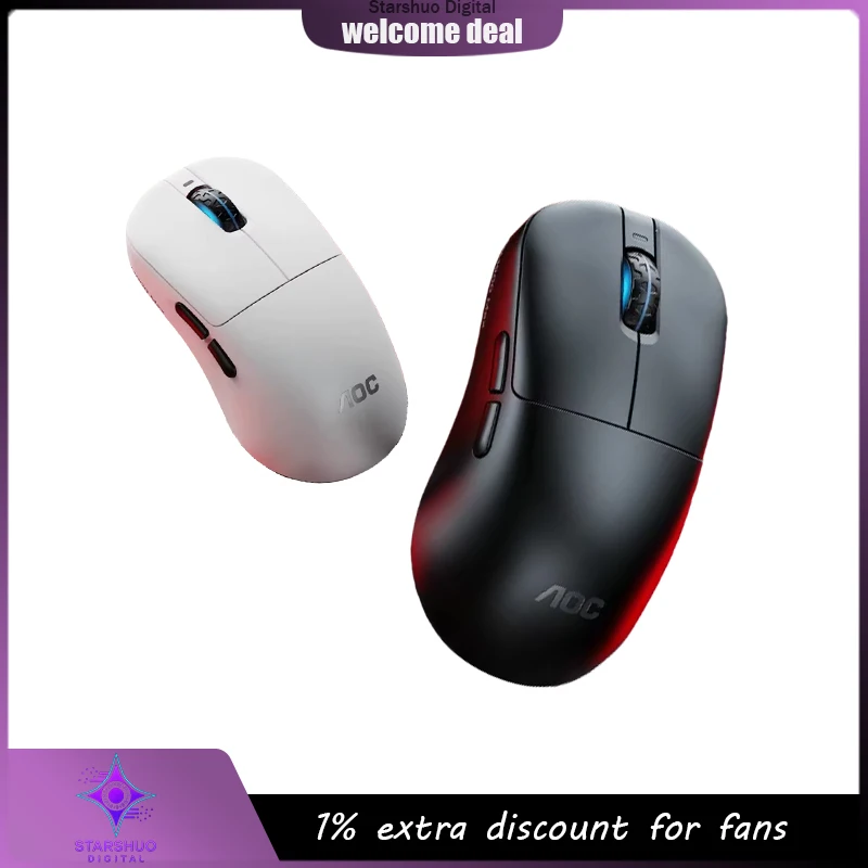 

Игровая мышь AOC GM900 Pro с тремя режимами подключения (беспроводной Bluetooth, PAW3395), эргономичная, легкая, Bluetooth 5.0, беспроводная, 8K