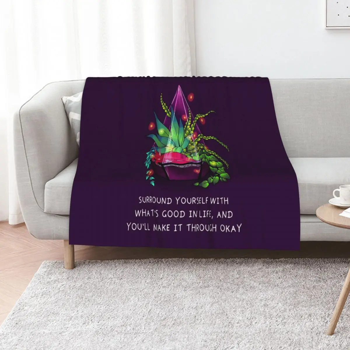 Surround Yourself With What's Good in Life Terrarium Dragon Throw Blanket Cute Thermal christmas gifts Blankets