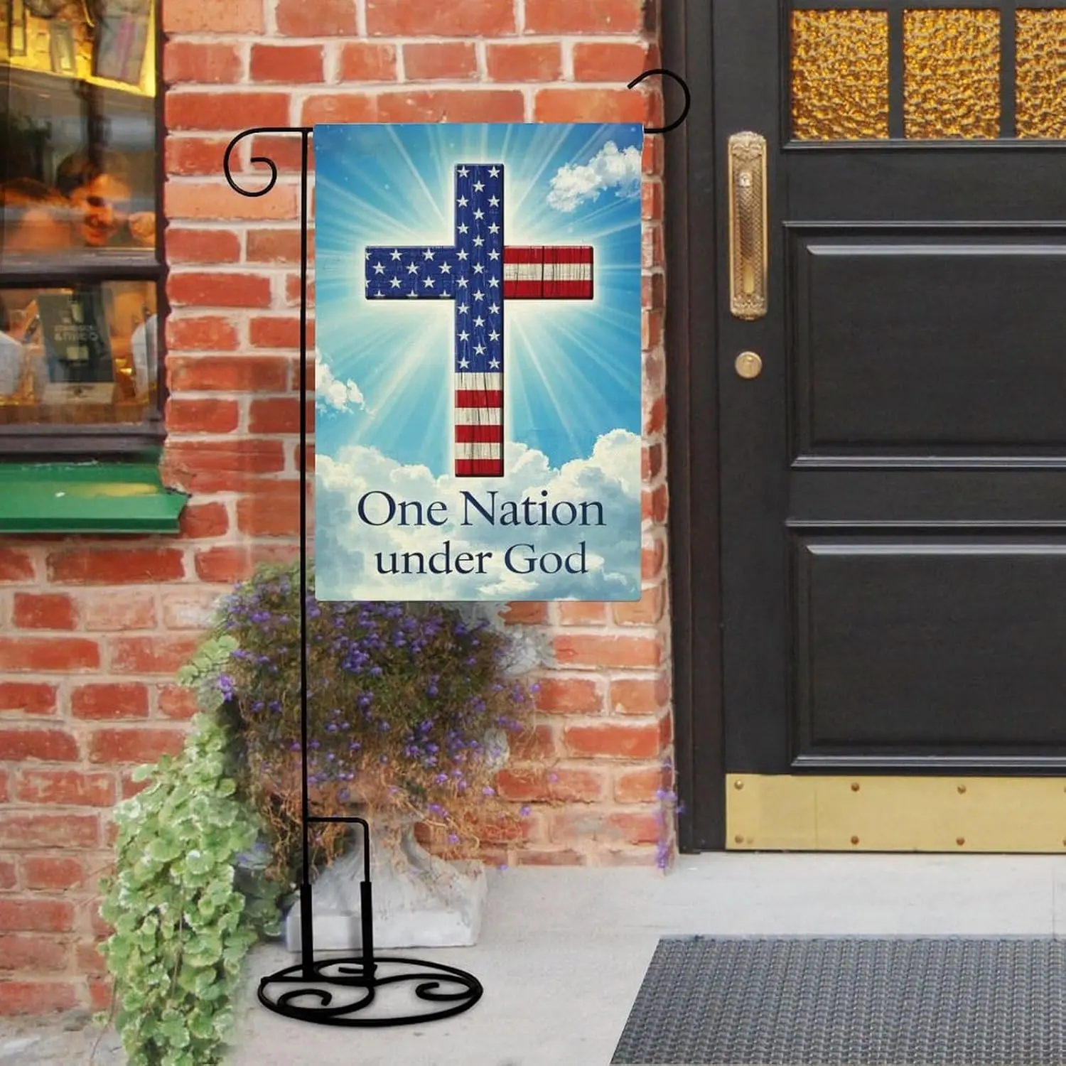 One Nation Under God Cross Garden Flag Double Sided 12 X 18 Inch Yard Flag, Small Flags for Outside Decorations LLX PPM