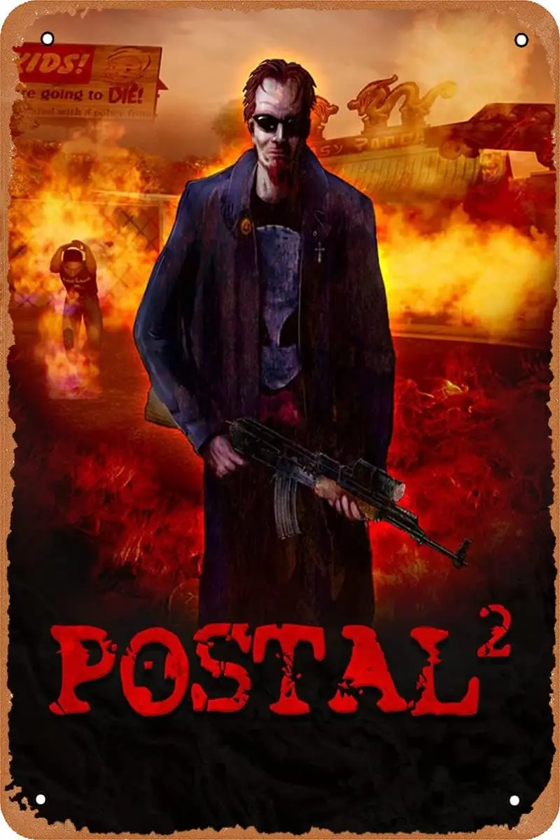 Clilsiatm Postal 2 Game Poster Retro Vintage Decor Metal Tin Sign 12X8 Inches