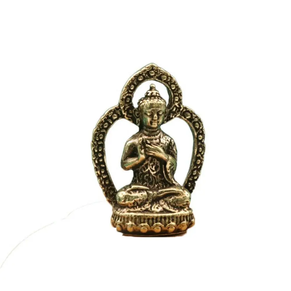 Handcraft Buddha Statue Chinese Style Pure Brass Vivid Buddha Pendant Miniature Mini Brass Buddha Car Pendant