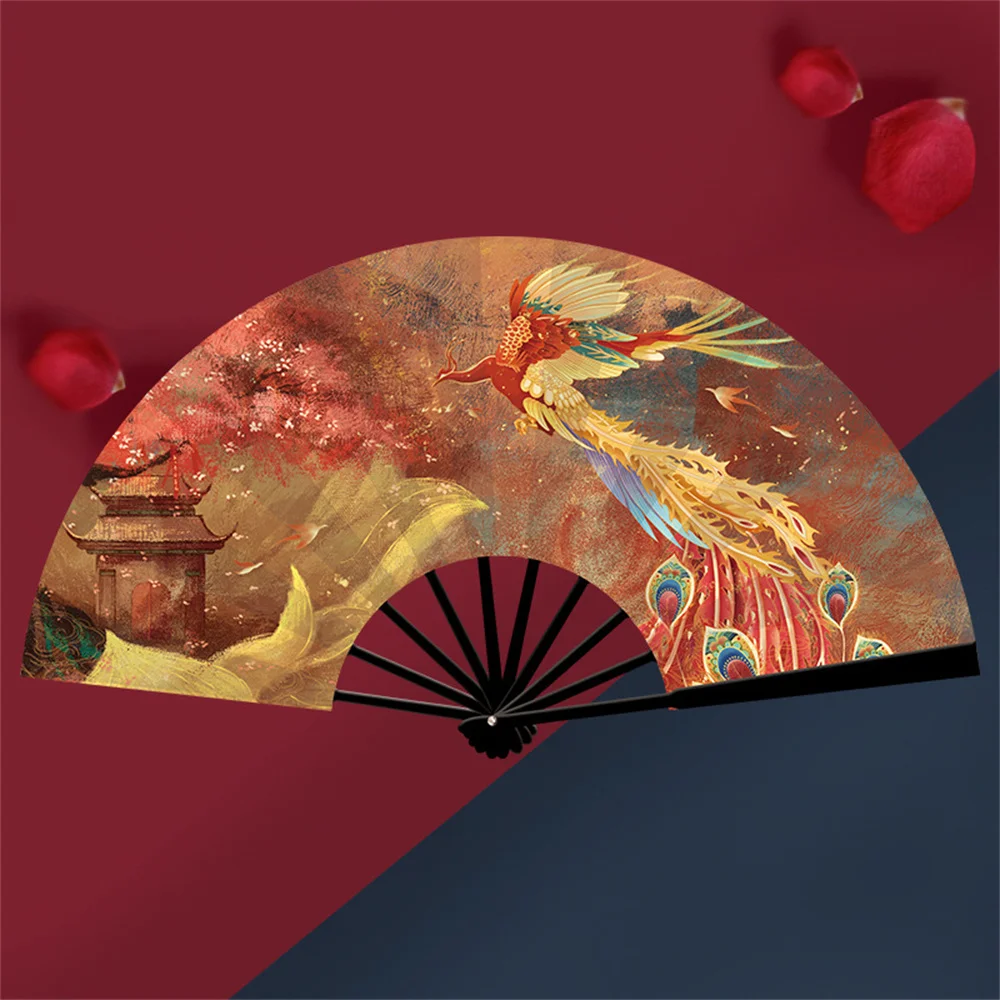 Chinese Style Shanhaijing Folding Fan Hanfu Cheongsam Dance Stage Performance Photography Props Ancient Legends Folding Fan New