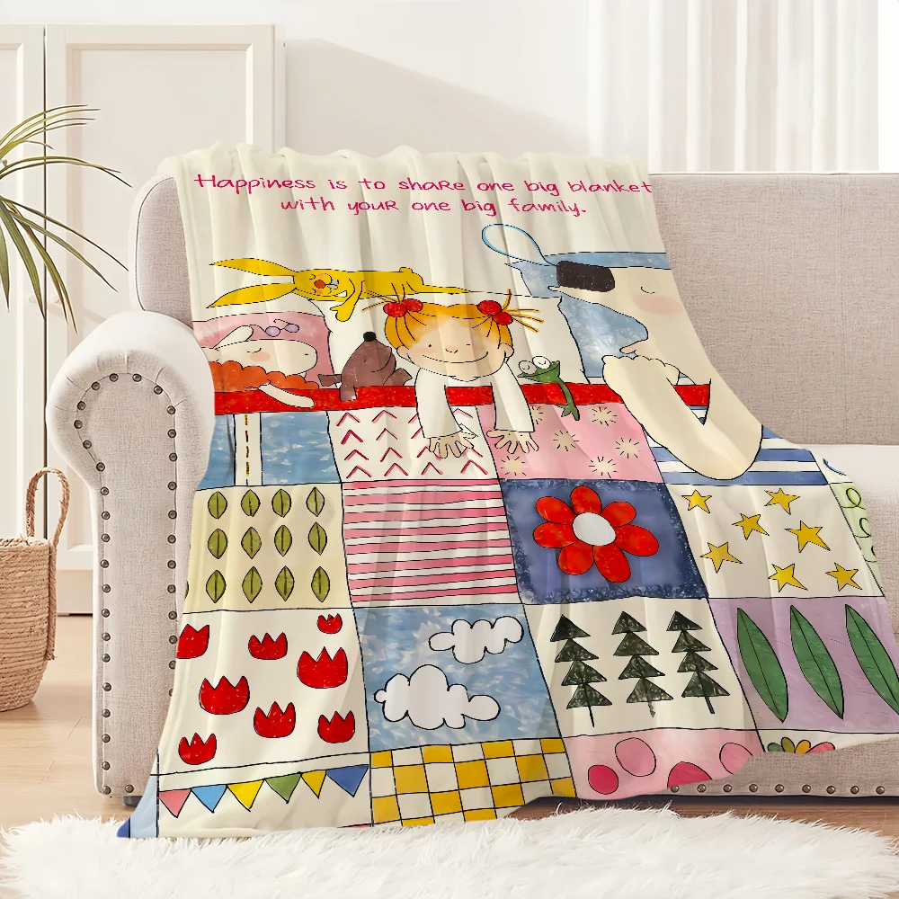cute cartoon funny girl art c-coco chan Flannel warm comfort soft plush blanket for sofa living room office bedroom travel gift