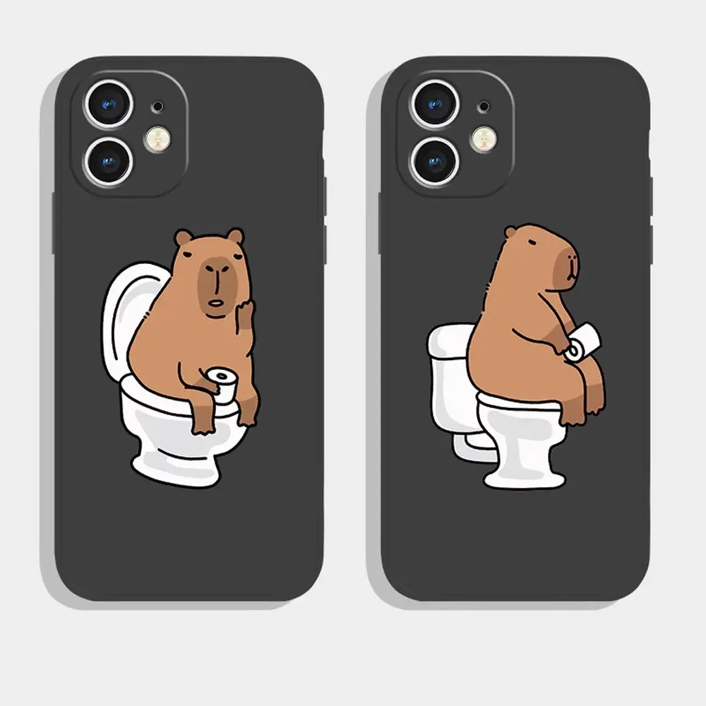 Cute Capybara Phone Case for IPhone 15 14 13 12 11 Pro Max Mini X XS MAX XR 7 8 Plus SE Funda Funny Animal Shockproof Soft Cover