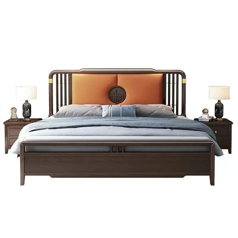 

Good Quality Soft Headboard Home Furniture Customized Adult's Solid Wood king Size Bed Frame Wooden Beds for Bedroom