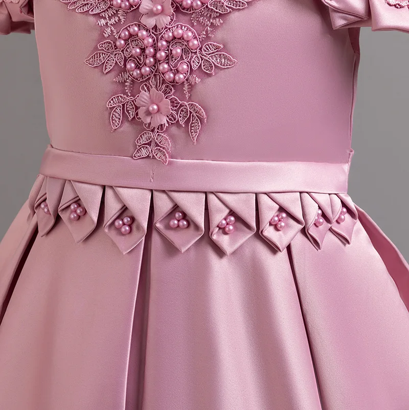 فستان الحفلات للفتيات المزين بالزهور فستان الأميرة المطرز للمراهقين أول مناولة لحفلات الزفاف وأعياد الميلاد وحفلات الأداء #6