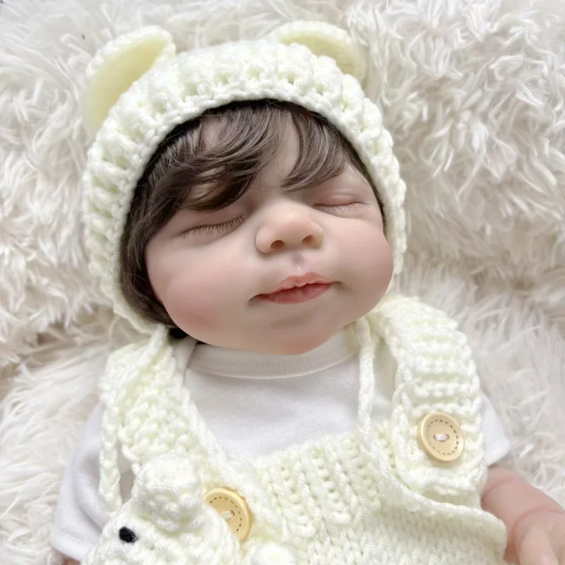 

19'' Sleeping Pascale Full Vinyl Body Reborn Baby Doll Lifelike Newborn Multiple Layers Painting 3D Skin With Hand-Rooted Hair