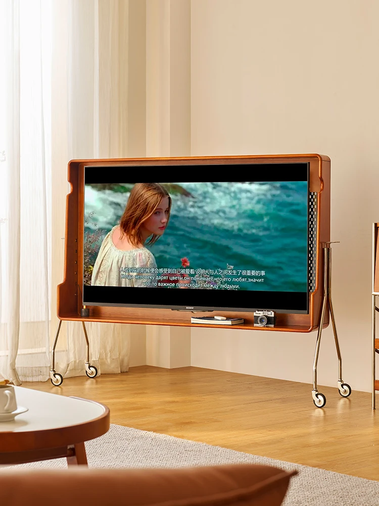 Removable TV cabinet bracket, retro cherry wood solid wood small apartment bedroom living room antique