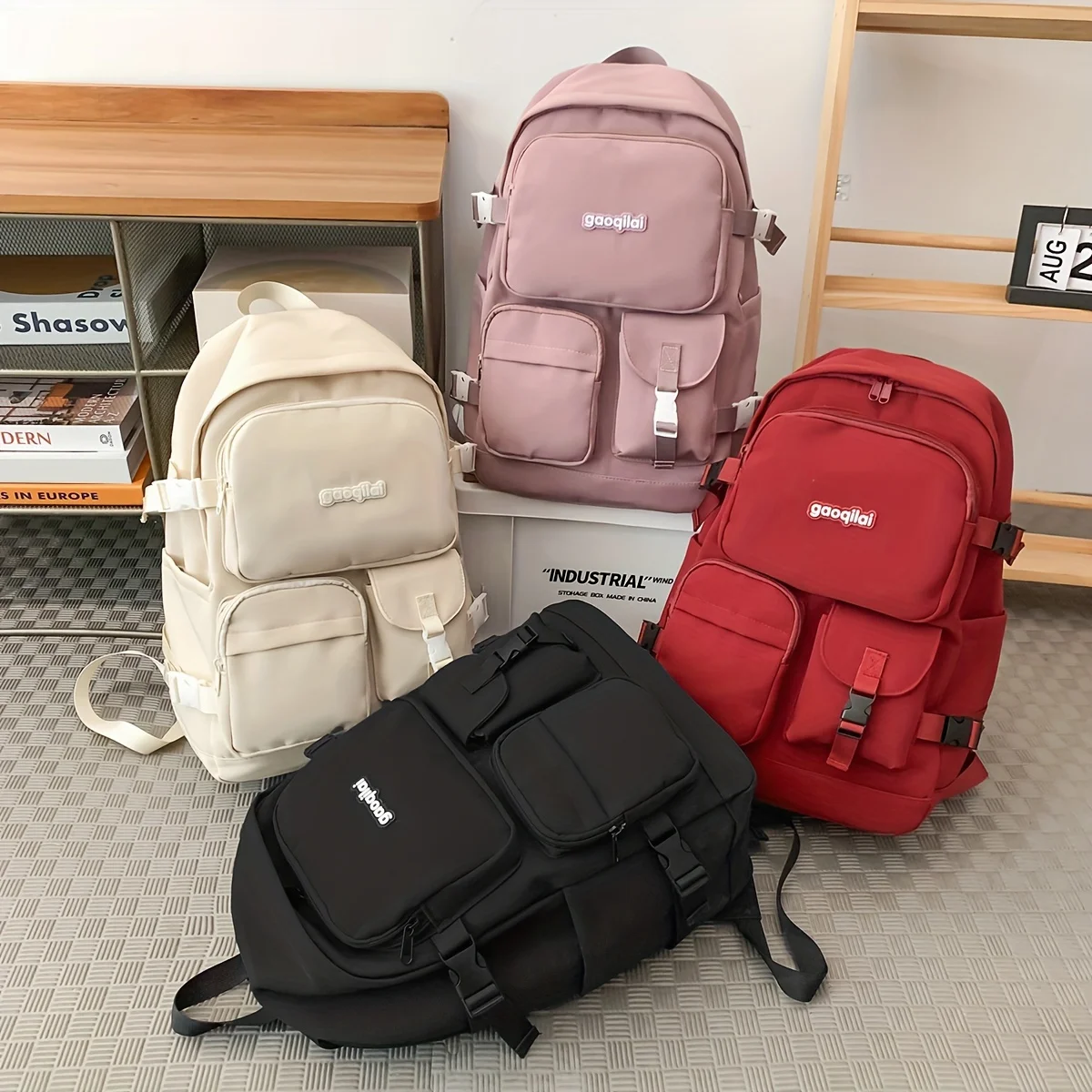 Couple casual backpack Korean ins workwear style backpack female japanese style Harajuku retro large capacity travel backpack male student school