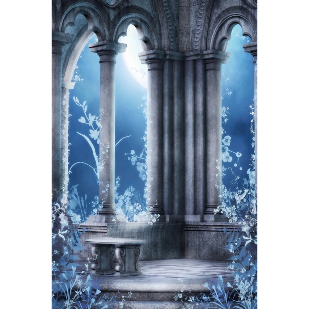 Mysterious Gothic Ruins Cemetery Photography Background Spooky Style Adult Portrait Halloween Party Home Decor Photo Backdrop