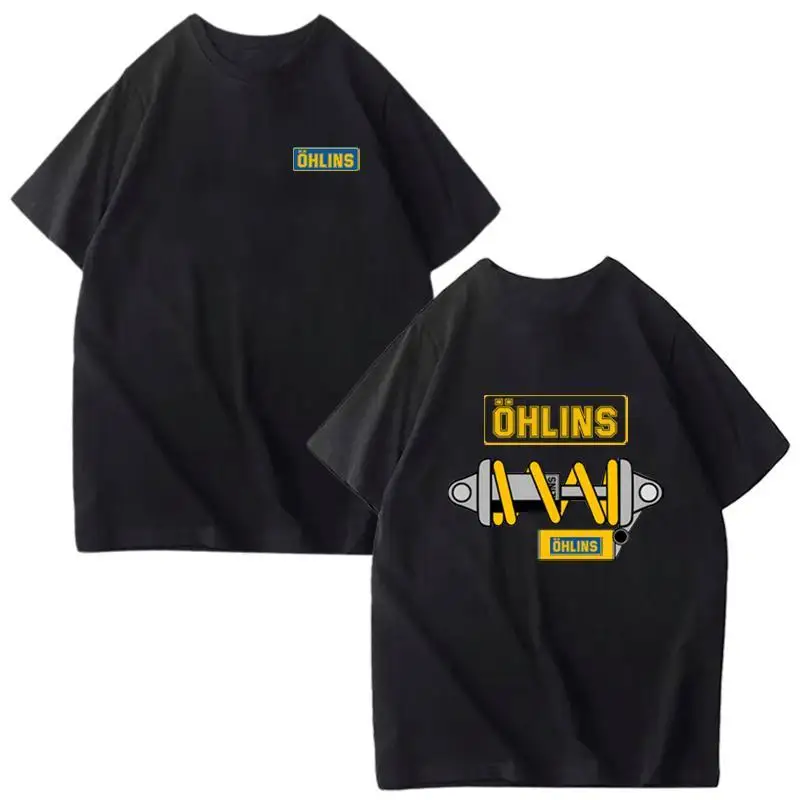 Ohlins Shock Absorber Pattern Car Modification Vehicle Accessories Men's and Women's Short-sleeved Pure Cotton T-shirts view 3