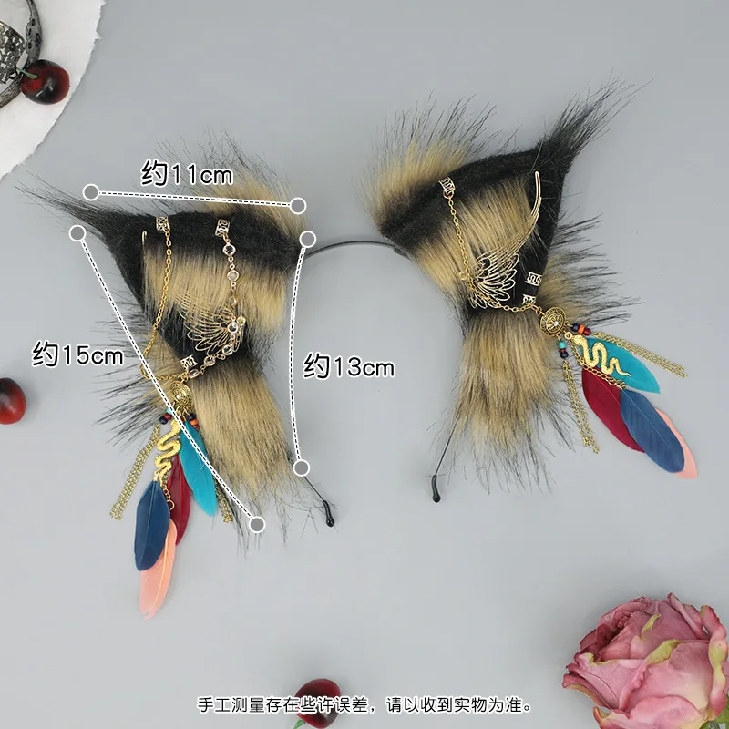 Wolf Ear Hairhoop Lolita Headwear Headdress Cosplay Accessories Kawaii Role Play Costume Live Stream Prop Halloween Party Gift