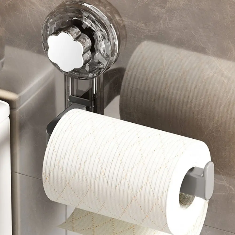 Save Space Wall Mounted Suction Cup Tissue Holder Stable Waterproof Tissue Rack Plastic Reusable Toilet Paper Holder Home