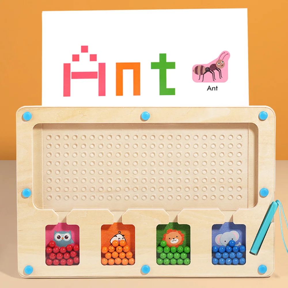 Montessori Holz Magnets tift beweglichen Ball Puzzle Lernspiel zeug für Kleinkinder Kinder beschäftigt Brett Farb sortierung Zähl spiele