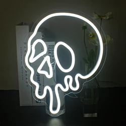 Halloween Neon Sign Skeleton Skull Neon Light USB Powered Light up Sign for Wall Decor Bedroom Halloween Party Decor Light