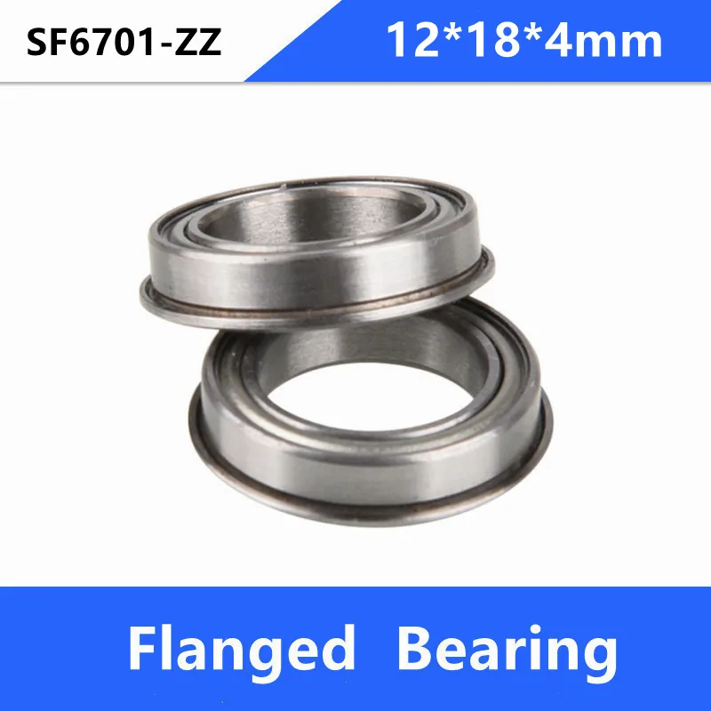 

50pcs/lot ABEC-5 SF6701ZZ SF6701-ZZ 2Z 12x18x4mm shielded flange deep groove ball bearing 12*18*4 F6701ZZ F6701