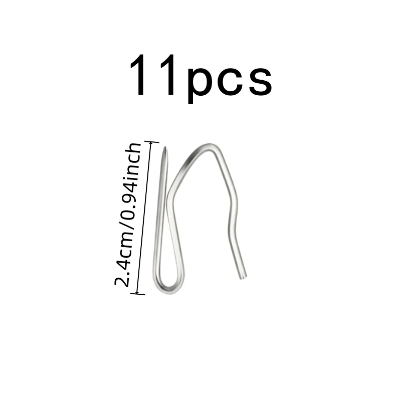 11 pcs 2.4cm Stainless Steel Curtain Hooks, Rust Resistant Durable, Bathroom Shower Hook Home Window Drapery