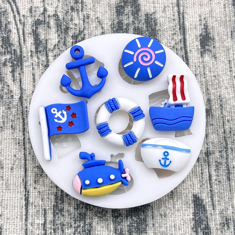 Anchor Seagull Rudder Life Buoy Ocean Silicone Baking Mold Sugarcraft Fondant Decorating Tools Chocolate Gumpaste Cupcake Mold