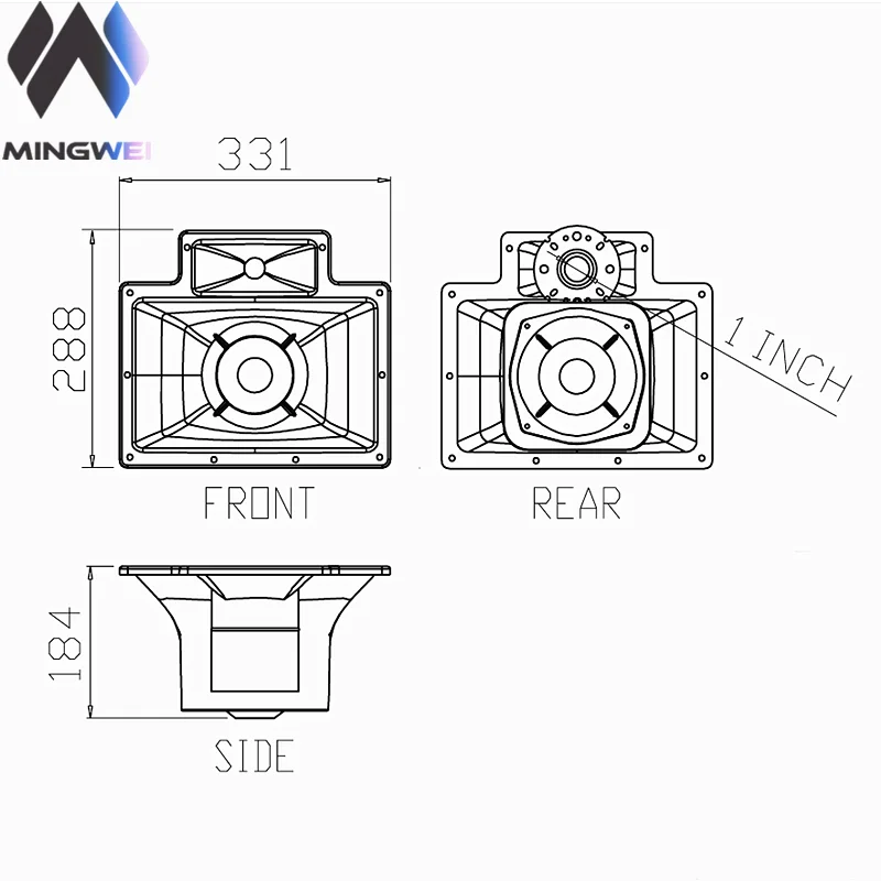 Professional 1 Inch Long Throw Speaker Horn Set for Audio Cabinet High Middle Range