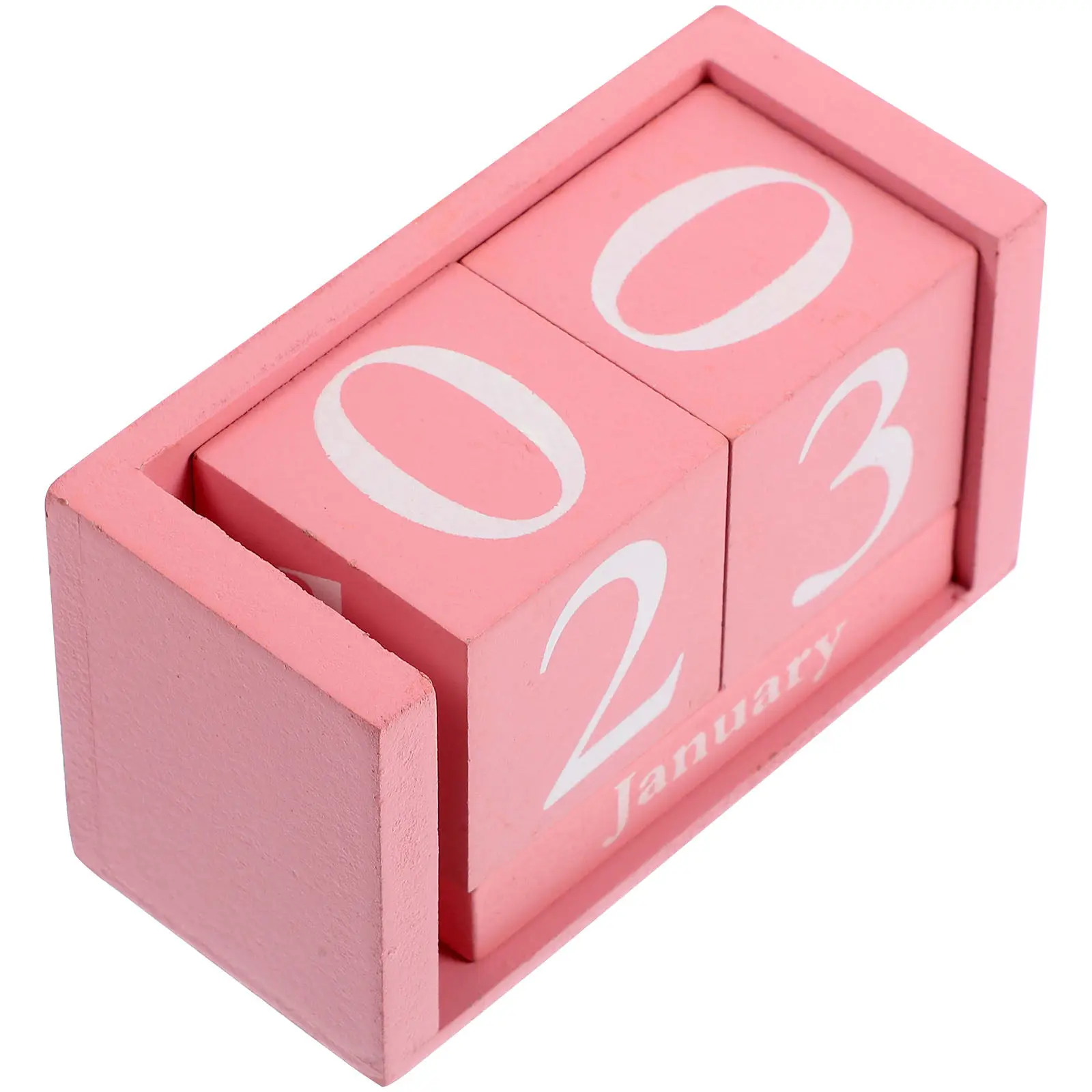 Wooden Perpetual Desk Calendar Manual Date Month Number Blocks for Home Office Table Decor