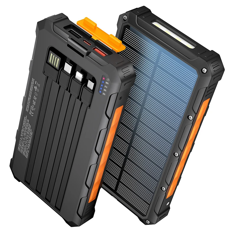 

Solar Power Bank 20000mAh with Cable Camping Light 22.5W Fast Charger Powerbank for iPhone 17 16 Samsung Huawei Xiaomi Poverbank