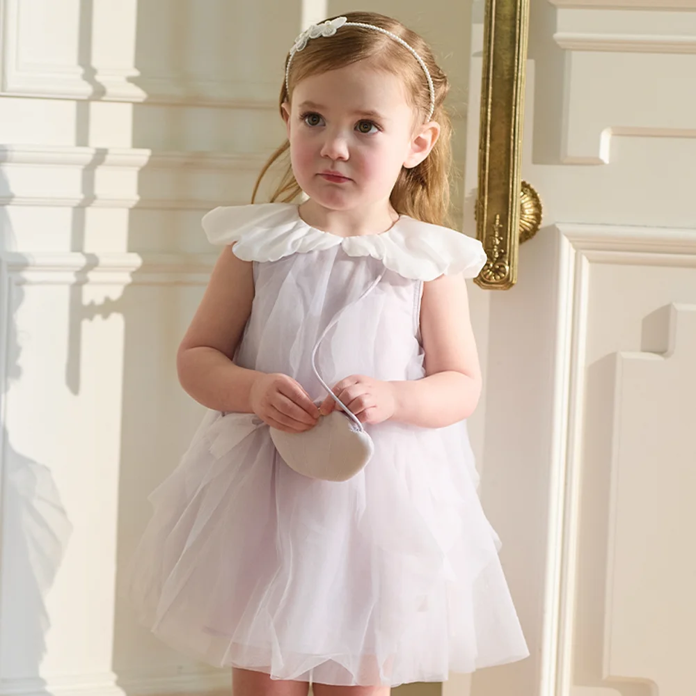 Dave Bella Girls Mesh Dresses Summer Baby Princess Dress Children Clothes Purple Sleeveless Elegant Cool Charm Party DB2261825