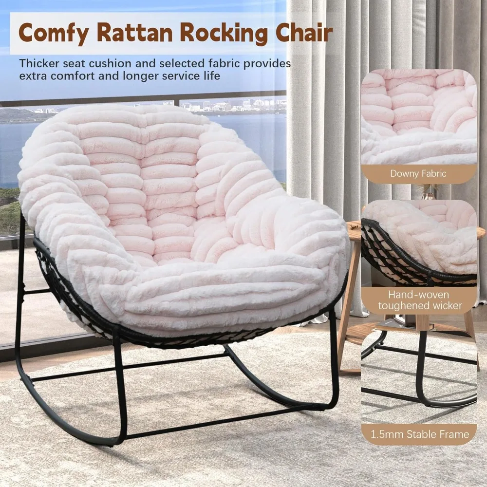 مقعد متأرجح في الهواء الطلق، كرسي عش الفناء الخوص، كرسي صالة كبير الحجم من القطيفة الداخلي مع وسادة، كرسي هزاز أنيق من الخيزران