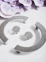 Bright Silver Semicircular Cabinet Handles and Knobs Luxury Wardrobe Pulls Chrome Kitchen Accessories Modern Furniture Hardware