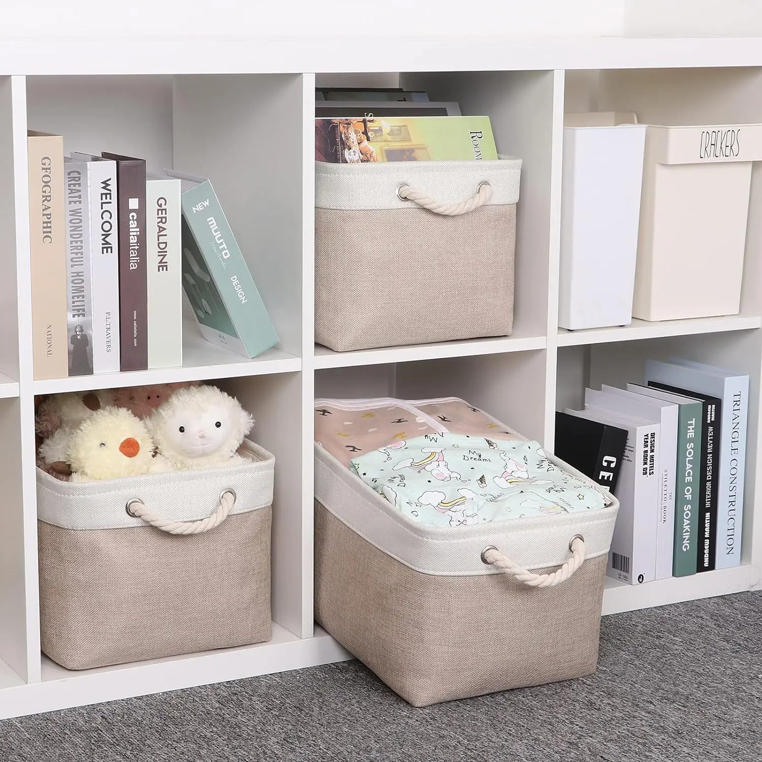 Linen storage basket, large size for storing clothes, quilts, and toys
