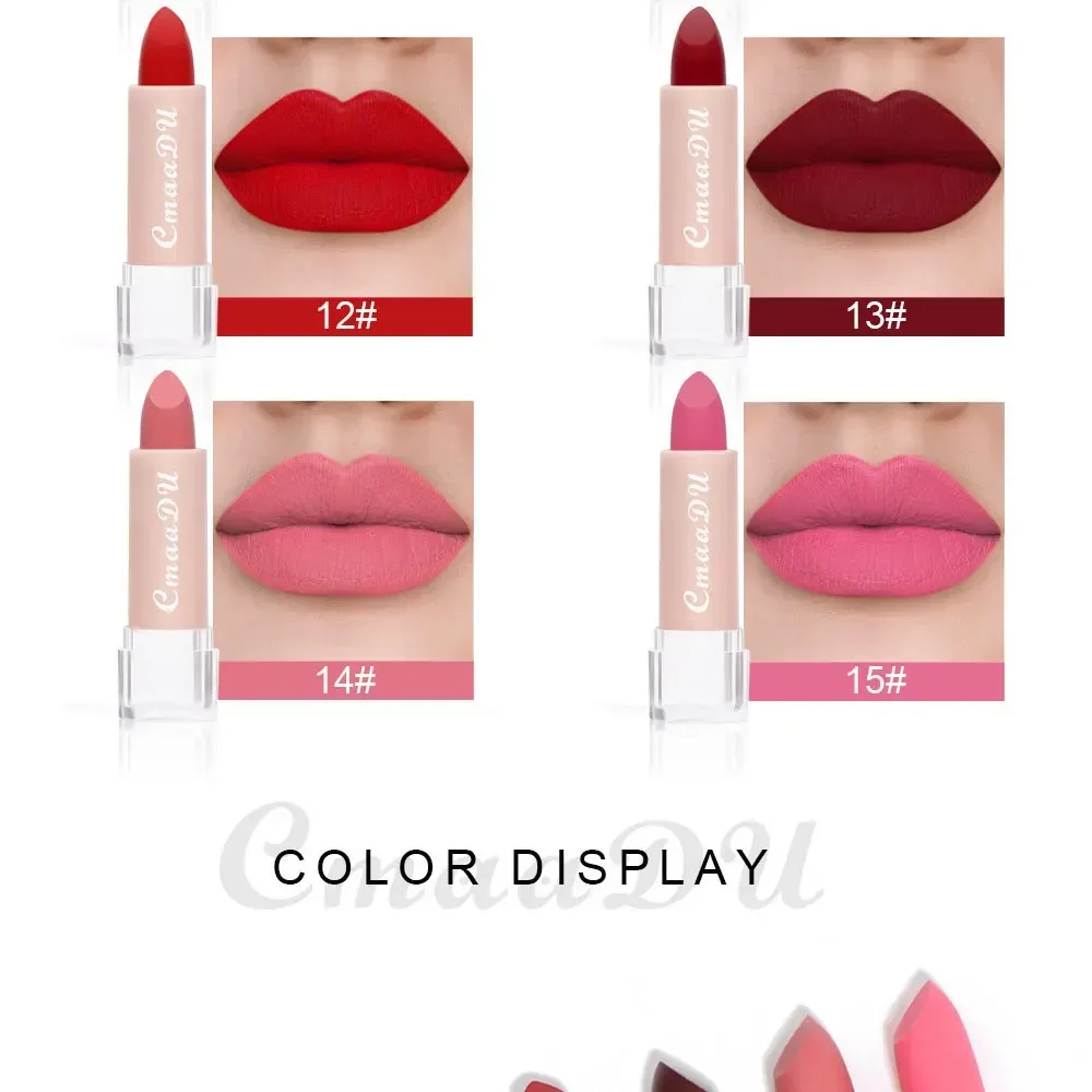 CmaaDu 15Color Pro 24HR Weightless Colour Matte Nude Velvet Liquid Rich Matte Finish Lipstick Lipgloss Waterproof Lip Makeup