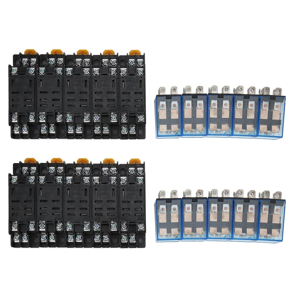 10 Sets 8 Pin Power Relay with Base DC Coil Universal Electrical Equipment Supplies