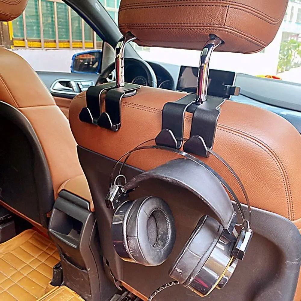 2 Pcs Double Head Car Rear Seat Hook Universal Car Interior Hanging Organizer Multi-function Auto Accessories Handbag Bracket image 4