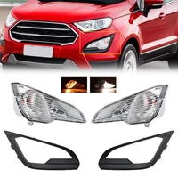 Luz antiniebla del parachoques delantero, faro DRL para Ford Ecosport 2018 2019 2020, marco de faros antiniebla ABS, moldura negra, embellecedor de lámpara, accesorios para coche