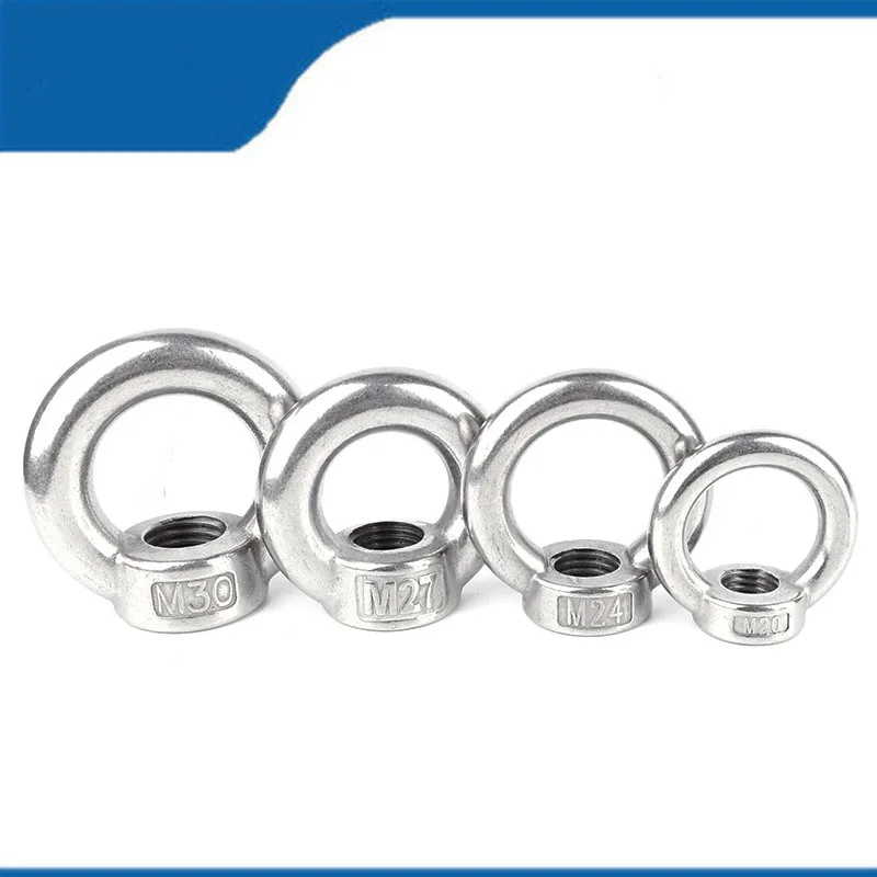 Free Shipping M3  M4  M5 10PCS 304 High Quality Stainless Steel Rings Nut Round Nut Marine Rings Nut Eyenut