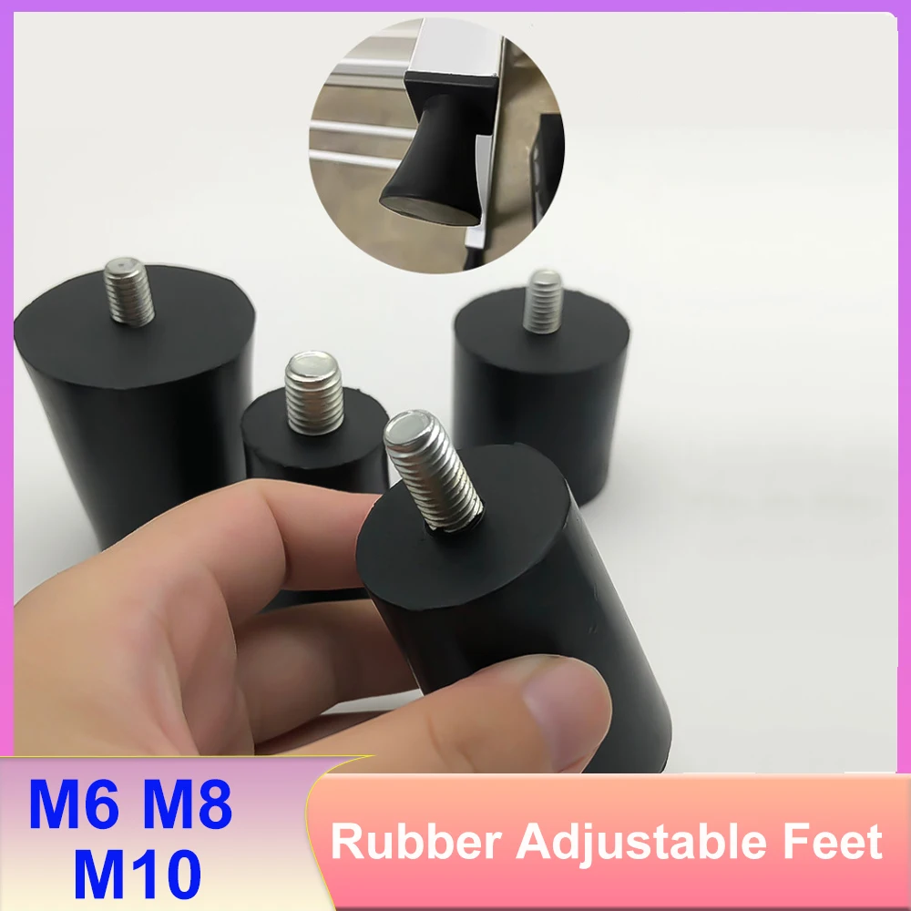 M6 M8 M10 Rubber Adjustable Feet Pad With Screw Table Chair Balck Leveling Foot Pad Furniture Leg Anti-shock Protection