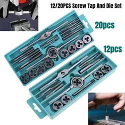 Multifunction  Tap and Die Set 12/20Pcs M3-M12 Metric Screw Thread Plugs Hand Screw Taps Straight Taper Tapping and Thread Tools