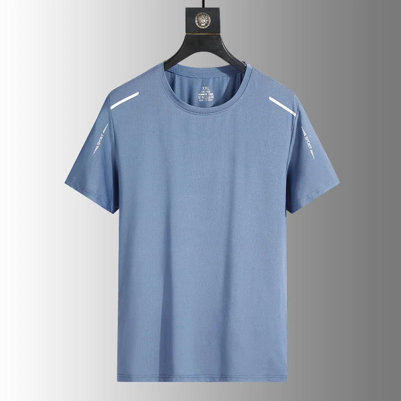 Lauf-T-Shirt, reflektierend, kurzärmelig, Eisseide, schnell trocknend, Sommer, dünn, atmungsaktiv, Fitness-T-Shirt, Sportbekleidung, Sportshirt – Detail 9