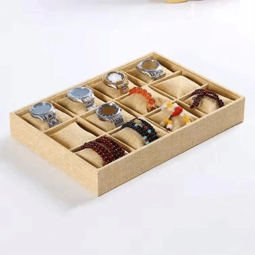 Flannel Jewelry Display Trays 12 Adjustable Compartments Velvet Surface Bracelet Display Tray Adjustable Stackable