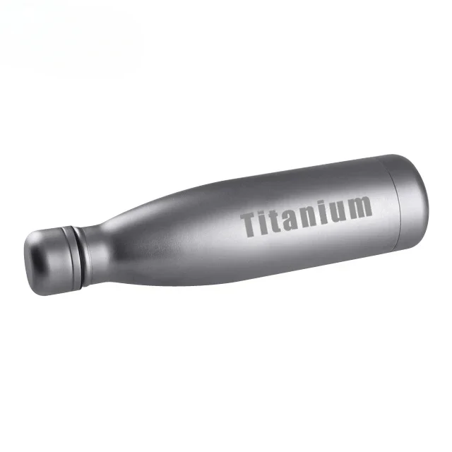 New manufacturing pure titanium cola cold bottle silver color 500ml drink bottle with vacuum lid titanium bottle