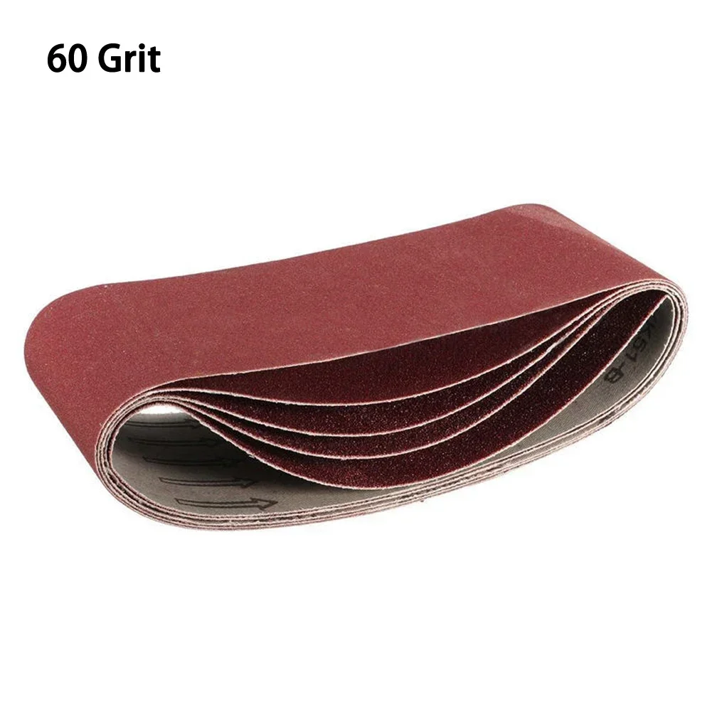 Brand New Sanding Belts Sandpaper 5 Pcs 60#/80#/120#/240# 75*457mm Aluminum Oxide Anti-static Red For Polishing