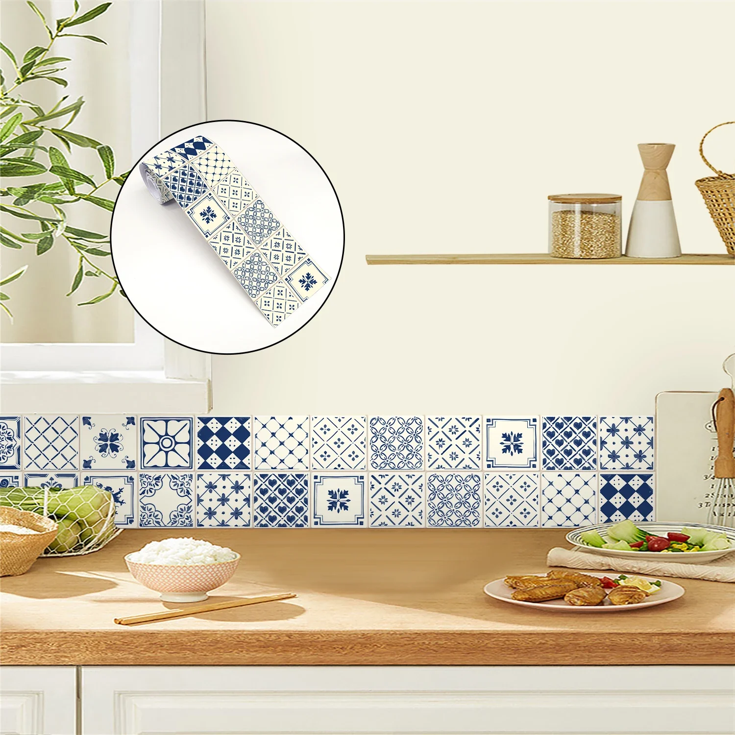 البوهيمي نمط بلاط الجدار ملصق قشر وعصا الحمام المطبخ باكسبلاش خزانة ديكور الخصر التفاف قطاع الفن صور مطبوعة للحوائط